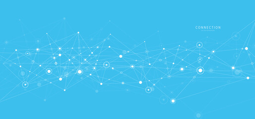 Aufkleber - Network background. Connections with points, lines, and people icons. Vector technology background