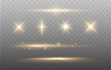 Aufkleber - Set of Shine glowing stars. Vector Golden Sparks isolated.