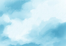 Impressionistic Monotone - Blue Cloudscape - Digital Painting/Illustration/Art/Artwork Background Or Backdrop, Or Wallpaper