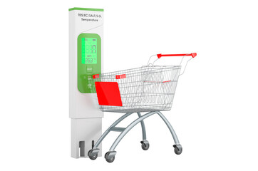 Wall Mural - TDS meter with shopping cart, 3D rendering