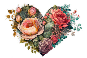 valentines heart love watercolor floral wildflowers valentine day weddings anniversary mothers day romance isolated blossom bouquet invitations greeting thank you cards poster nature transparent png