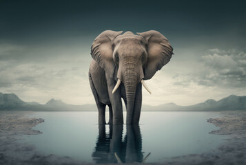Wall Mural - Elephant with copy space background. World wildlife day concept. Generative ai.