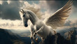 white horse with golden wings and a majestic genarative AI