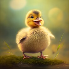Cute Duck On The Grass, Generative Ia