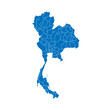 Thailand political map of administrative divisions - provinces. Solid blue blank vector map with white borders.