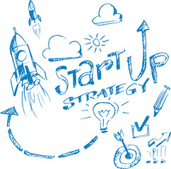 Wall Mural - hand drawn sketch of concept whiteboard drawing startup strategy - PNG image with transparent background