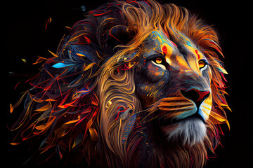 Wall Mural - Colorful lion to print on t-shirt