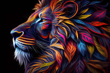Naklejka na meble Colorful lion to print on t-shirt