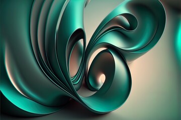 Wall Mural - Abstract teal twisted lines 3D background created with generative ai technology