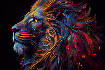  Colorful lion to print on t-shirt
