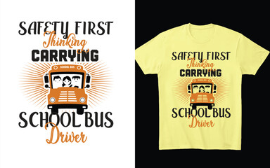 Canvas Print - safety first thinking carrying school bus driver t-shirt design
