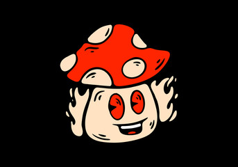 Wall Mural - mascot character illustration of a mushroom