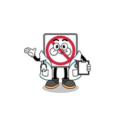 Poster - Cartoon mascot of no bicycles road sign doctor