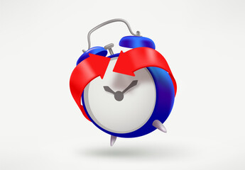 Poster - Arrows and alarm clock. 3d vector illustration