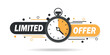 © Lysenko.A - Limited offer icon in flat style. Promo label with alarm clock vector illustration on isolated background. Sale promotion sign business concept.
