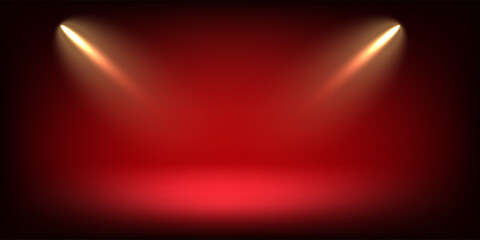 Aufkleber - Abstract illuminated empty stage with bright projectors. Design template. 3d vector background
