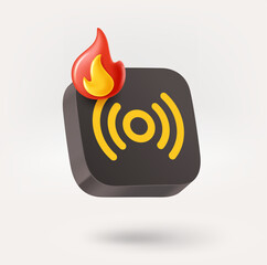 Aufkleber - Wireless connection icon with hot offer sign. 3d vector icon isolated on white background