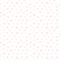 Aufkleber - Sketch style pink hearts seamless vector pattern