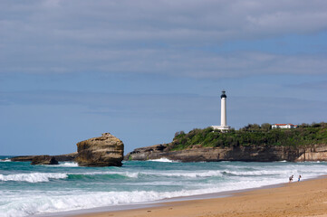 Wall Mural - Lighthouse and beach in Biarritz coast