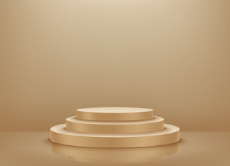 Poster - Gold podium on golden room. Realistic 3d style vector illustration 