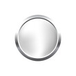 © backup16 - Silver round button with frame vector illustration. 3d steel glossy elegant circle design for empty emblem, medal or badge, shiny and gradient light effect on plate isolated on white background