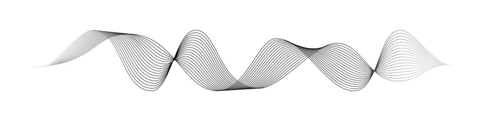 Poster - Abstract motion wave vector illustration. Black design element for party, music or technology modern concept isolated on white background