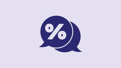 Poster - Blue Discount percent tag icon isolated on purple background. Shopping tag sign. Special offer sign. Discount coupons symbol. 4K Video motion graphic animation