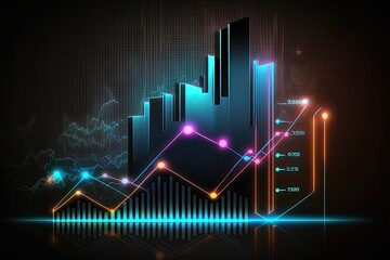 Business digital graph chart in stock trade market. Growth investment. Generative AI