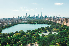 Circa September 2019: Spectacular View Over Central Park In Manhattan With Beautiful Rich Green Trees And Skyline Of New York City