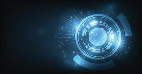 Aufkleber - Digital circle background. The image Digital circle on dark blue background.High-tech connection system concept.