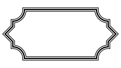 Poster - Horizontal frame border, vintage frame decorative border simple outline black