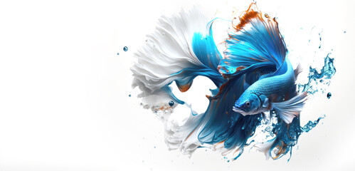 Naklejka na meble Beauty fantasy fighting fish art , Generative Ai