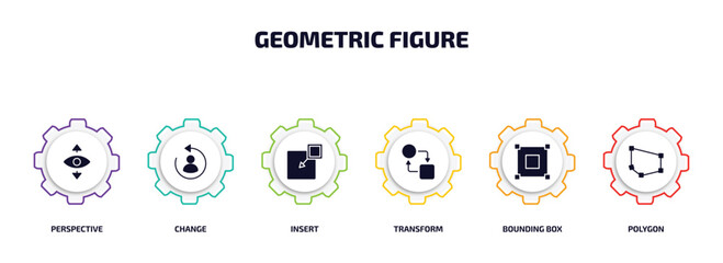 Poster - geometric figure infographic element with filled icons and 6 step or option. geometric figure icons 