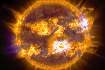 Wall Mural - Sun burning. Generative AI.