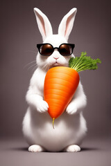 white rabbit with a big carrot created with Generative AI technology