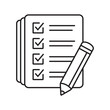 © Maksim - Checklist with pencil icon. Test, questionnaire icon. To do list vector icon for web site and app design.