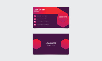 Poster - Vector-based red and dark purple name card template