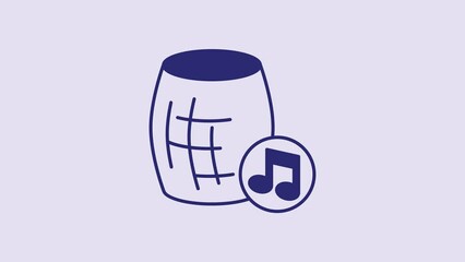 Poster - Blue Voice assistant icon isolated on purple background. Voice control user interface smart speaker. 4K Video motion graphic animation