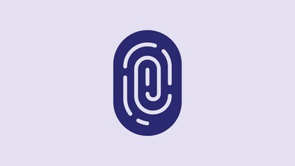 Poster - Blue Fingerprint icon isolated on purple background. ID app icon. Identification sign. Touch id. 4K Video motion graphic animation