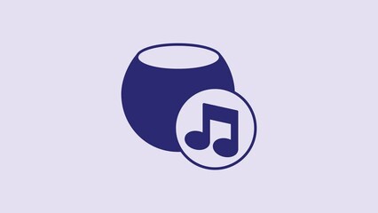 Poster - Blue Voice assistant icon isolated on purple background. Voice control user interface smart speaker. 4K Video motion graphic animation