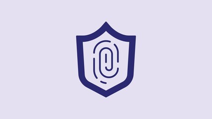Poster - Blue Fingerprint icon isolated on purple background. ID app icon. Identification sign. Touch id. 4K Video motion graphic animation