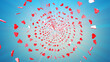 Abstract background with a spiral of red hearts. Beautiful background for Valentine's day.  3D illustration