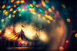 A festive image offering abstract bokeh and vibrant hues, showing the magic of the circus. Ideal for creating a captivating poster or flyer. Generative AI