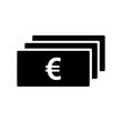 Euro banknote silhouette icon. euro currency. Vector.