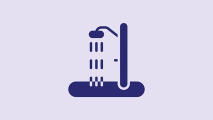 Poster - Blue Beach shower icon isolated on purple background. 4K Video motion graphic animation