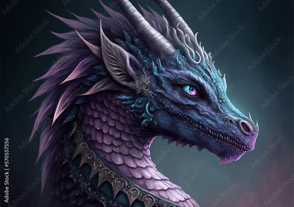Purple fantasy dragon created with Generative AI Stock Illustration ...