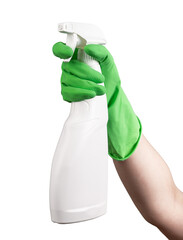 Aufkleber - Spray bottle, plastic sprayer with detergent, liquid home chemical for housework isolated on white
