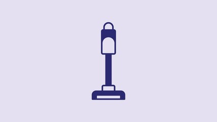 Wall Mural - Blue Vacuum cleaner icon isolated on purple background. 4K Video motion graphic animation