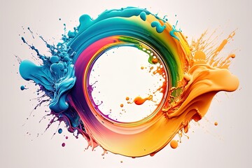 Wall Mural - Abstract circle liquid motion flow explosion. Curved wave colorful pattern with paint drops.