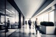 © iridescentstreet - Long exposure shot of modern office lobby with business people. Generative AI